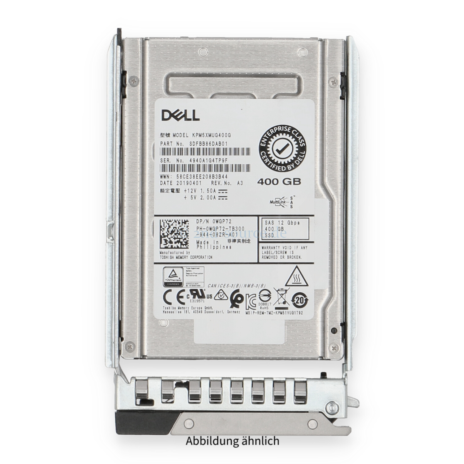 Dell 400GB SAS 12G SFF Write Intensive HotPlug SSD WGP72 0WGP72
