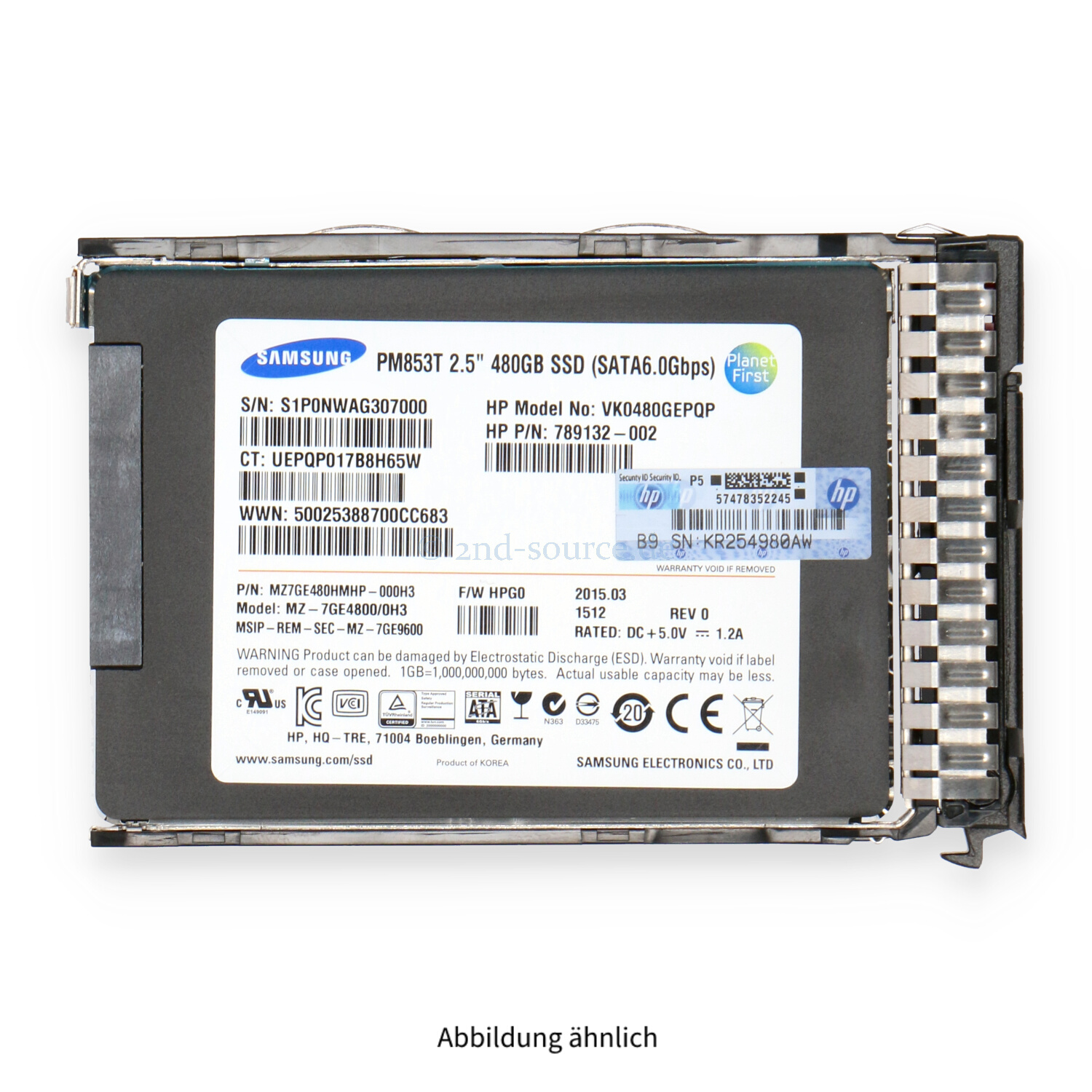 HPE 480GB SATA 6G SFF Read Intensive SC HotPlug SSD 789145-B21 789356-001 P05320-001
