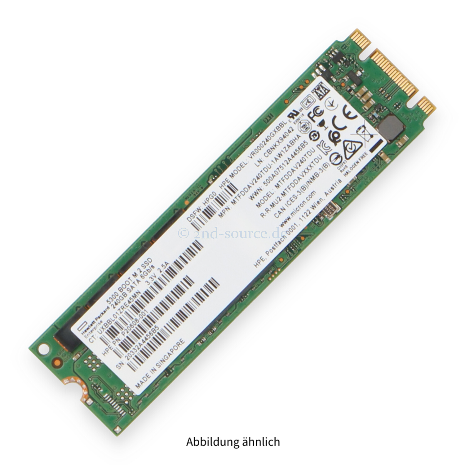 HPE 240GB SATA M.2 2280 6G Read Intensive TLC 5300B SSD P19888-B21 P27211-001