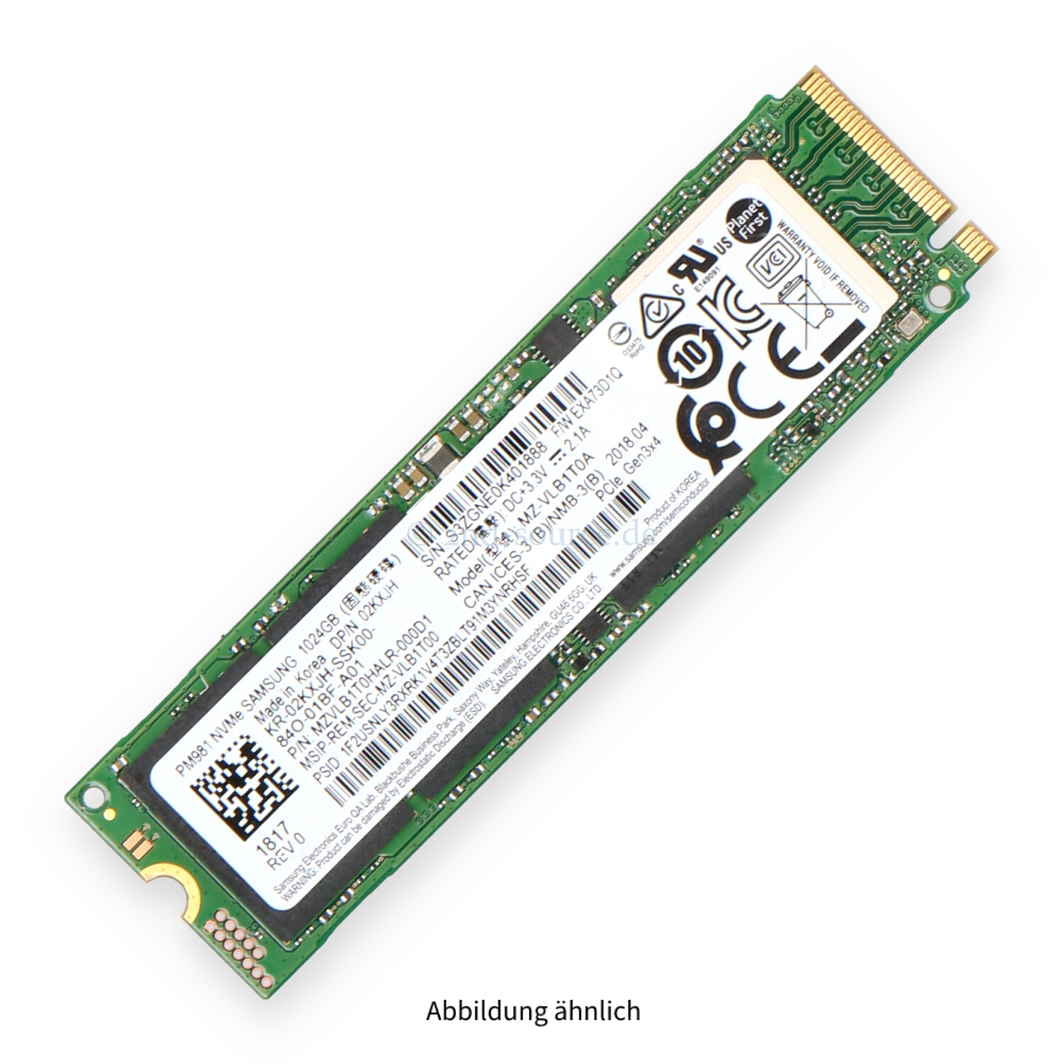 Dell 1TB PCIe Gen3 x4 M.2 SSD 2KXJH 02KXJH