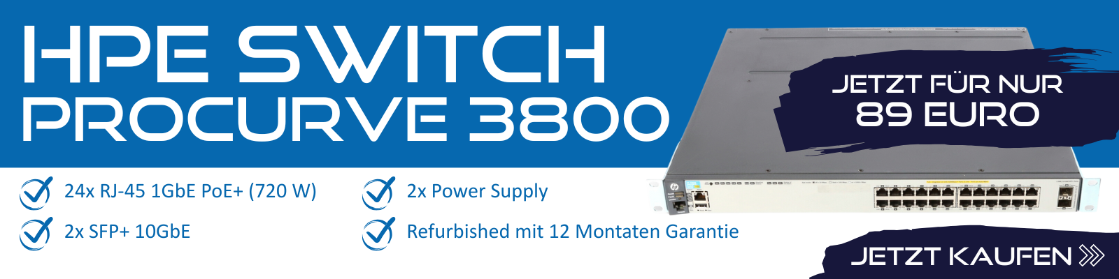 2nd Source - HPE Procurve 3800 fur 89Euro