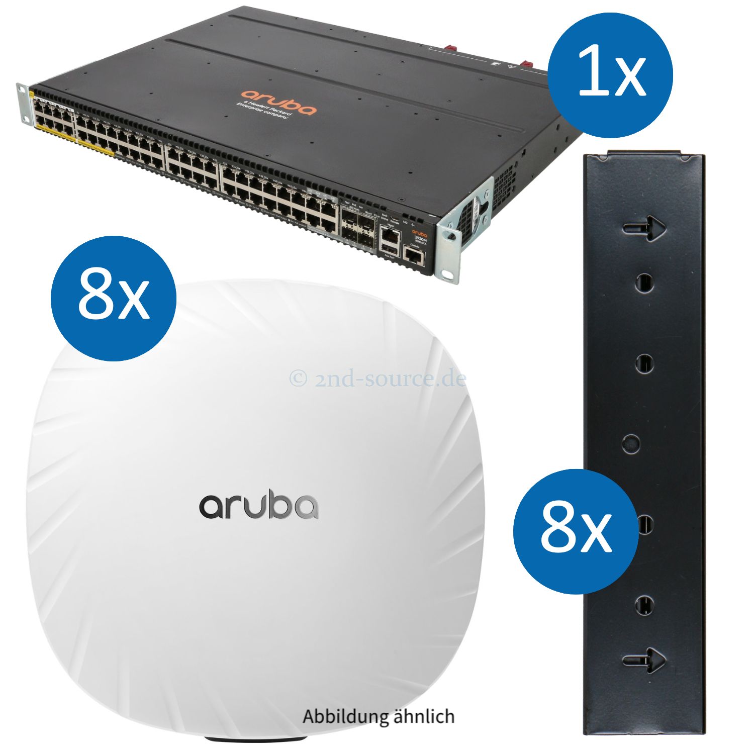 HPE Aruba Set mit 2930M Smart Rate Switch, 8x AP-555 Access Point inkl. Wandhalterung R0M67A JZ356A R3J19A
