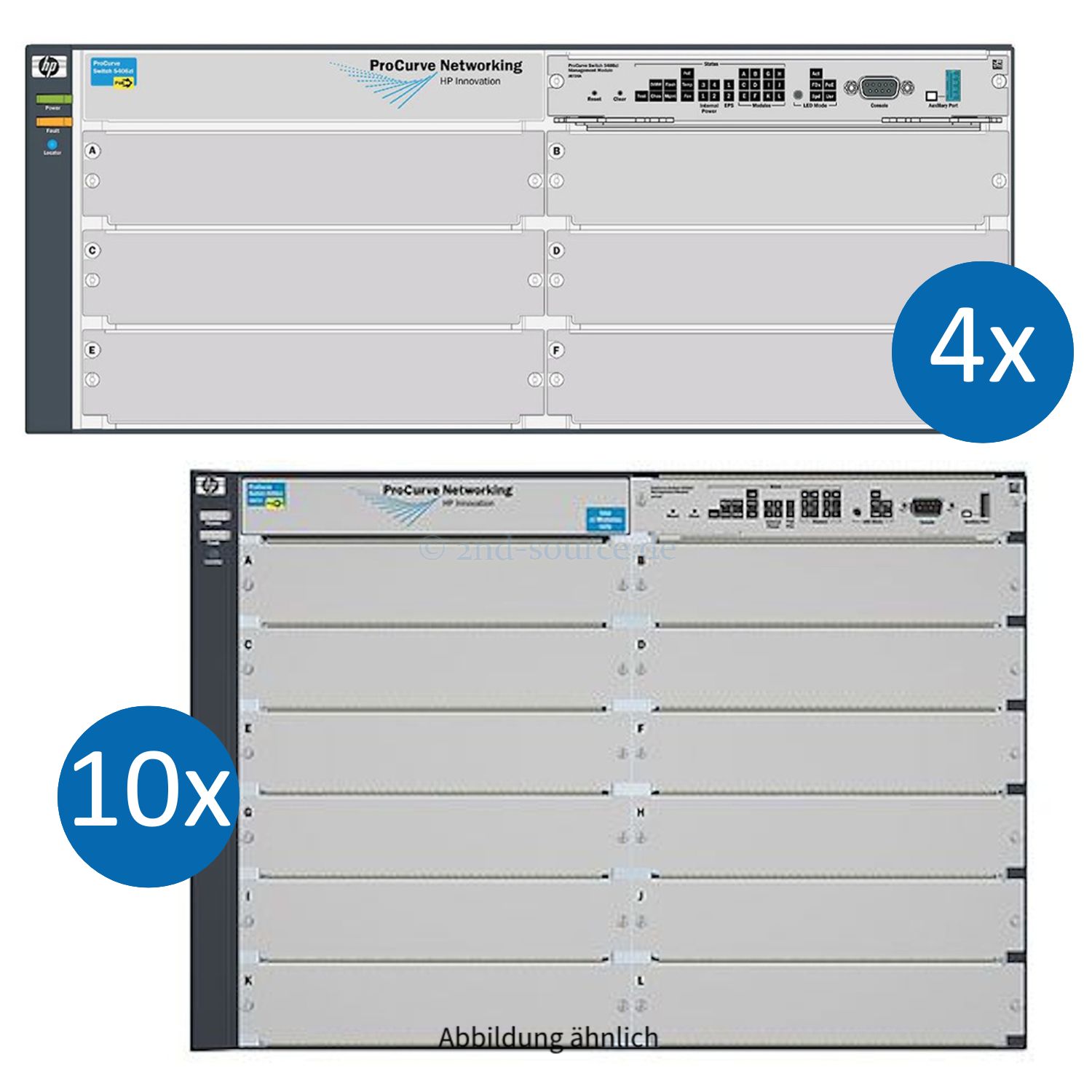 HPE ProCurve Switch Bundle aus 4x 5406zl und 10x 5412zl Chassis mit 52x 1500W und 4x 875W Netzteilen