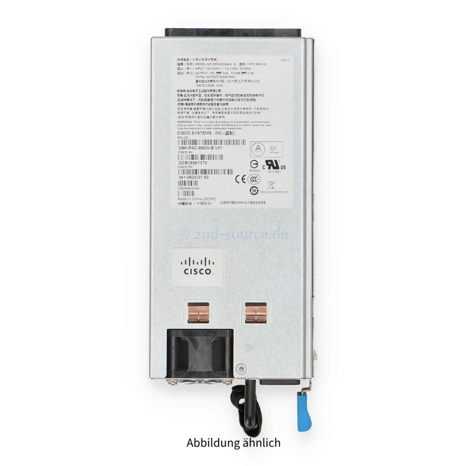 Cisco 650W HotPlug Power Supply Nexus 9300 N9K-PAC-650W-B