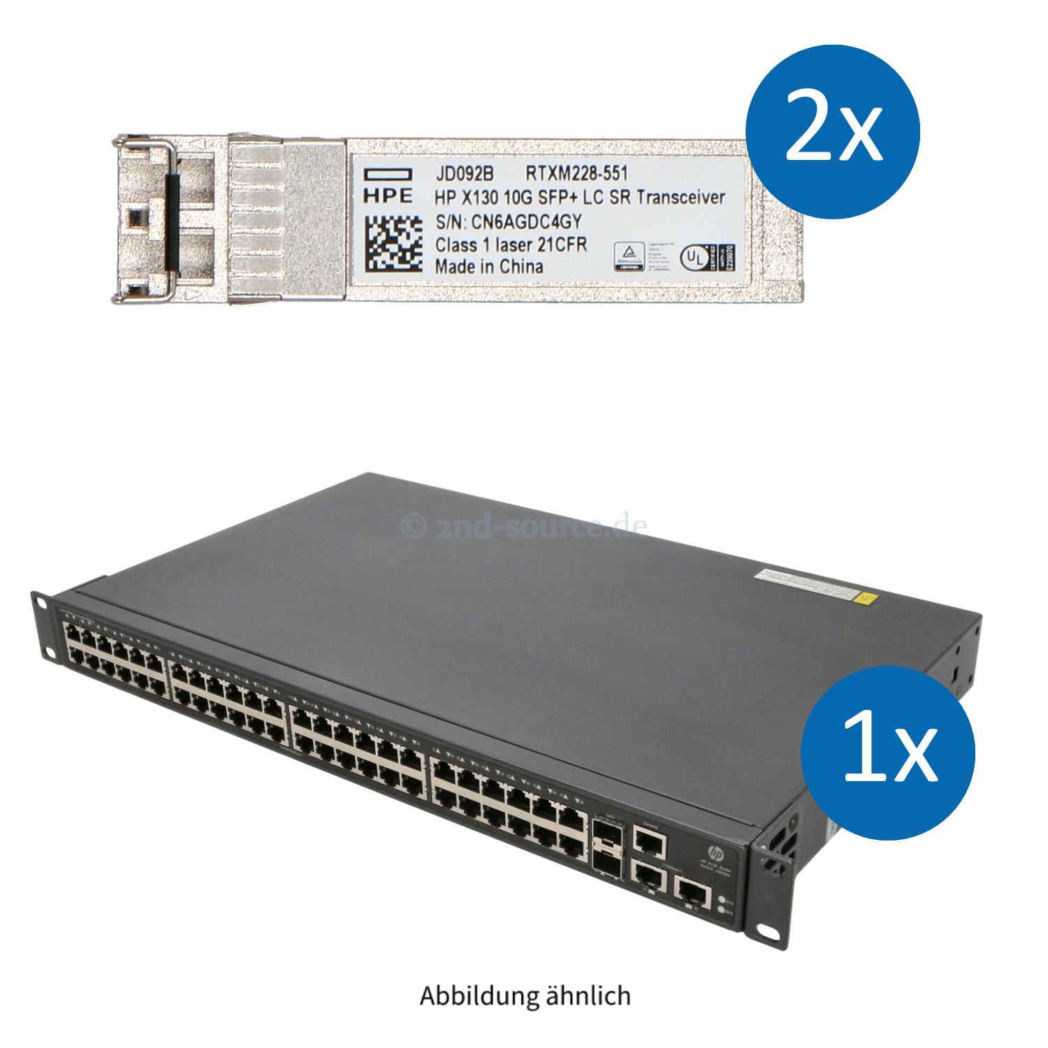 HPE FlexNetwork 5130-48G-2SFP+-2XGT 48x 1GbE 2x SFP+ 10GbE 2x 10GbE EI Switch JG939A inkl. 2x GBIC JD092B