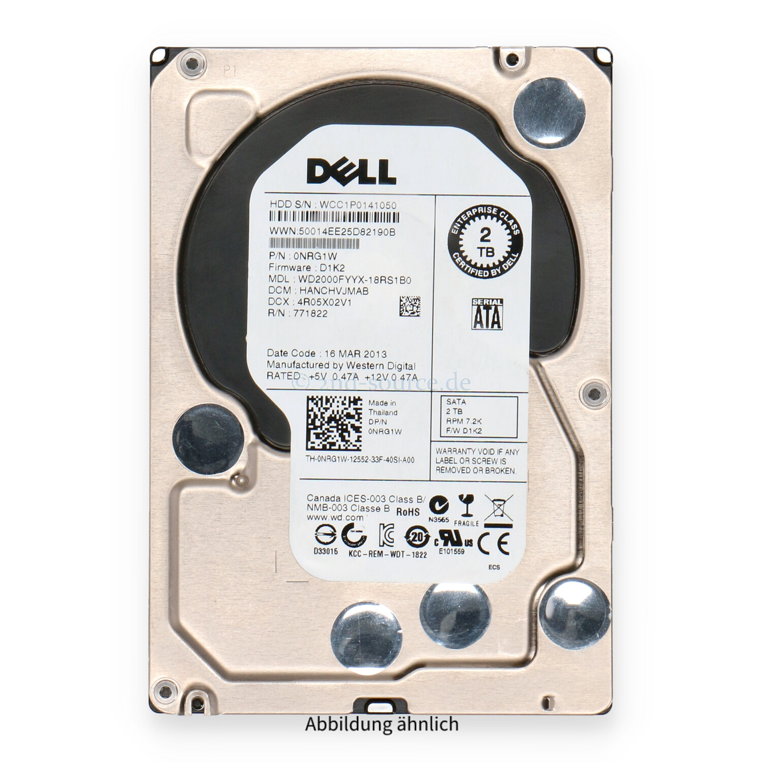 Dell 2TB 7.2k SATA 6G LFF HDD NRG1W 0NRG1W