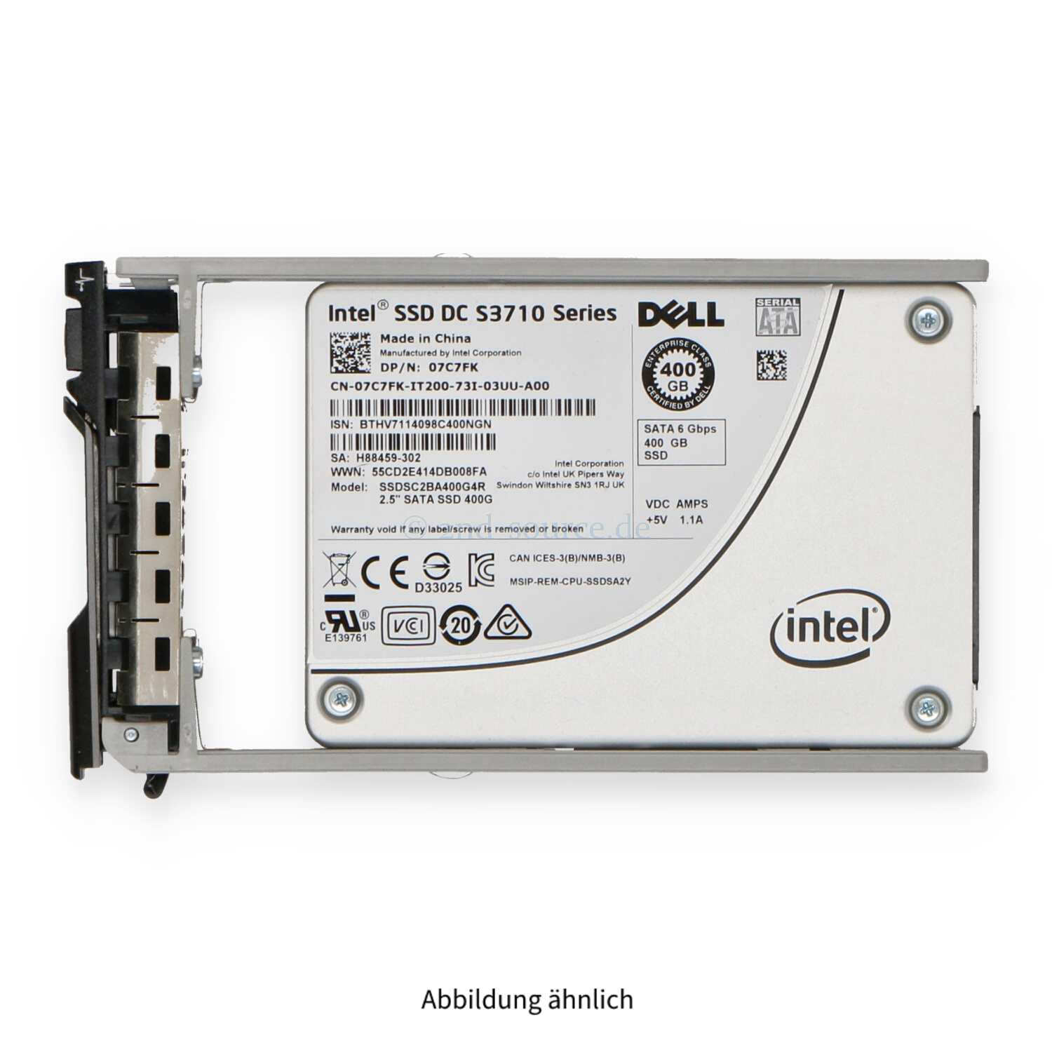Dell 400GB SATA 6G SFF Write Intensive HotPlug SSD 7C7FK 07C7FK