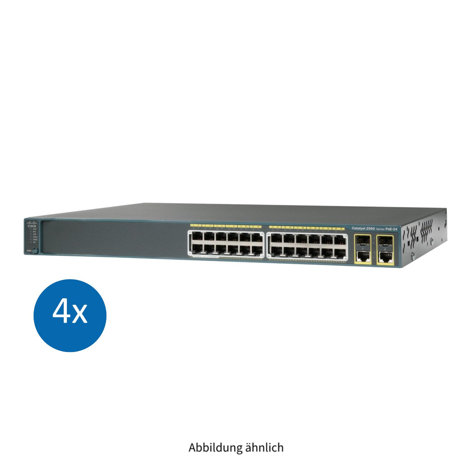 4x Cisco Catalyst 2690-Plus 24x 100Base-T PoE 2x Shared SFP 1GbE Managed Switch WS-C2960-24PC-S