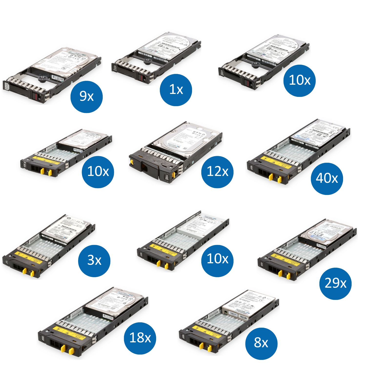 HPE 3PAR Bundle 150x HDD/SSD mit 40x 600GB 15k SAS 12G 29x 2TB 7.2k SAS 12G 18x 600GB 10k SAS 12G