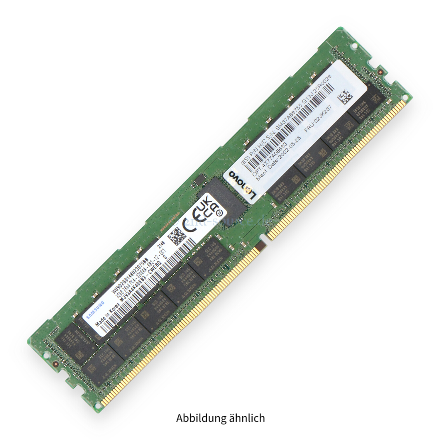 Lenovo 32GB PC4-25600AA-R DIMM Dual Rank x4 (DDR4-3200) Registered ECC 4X77A08633 02JK237