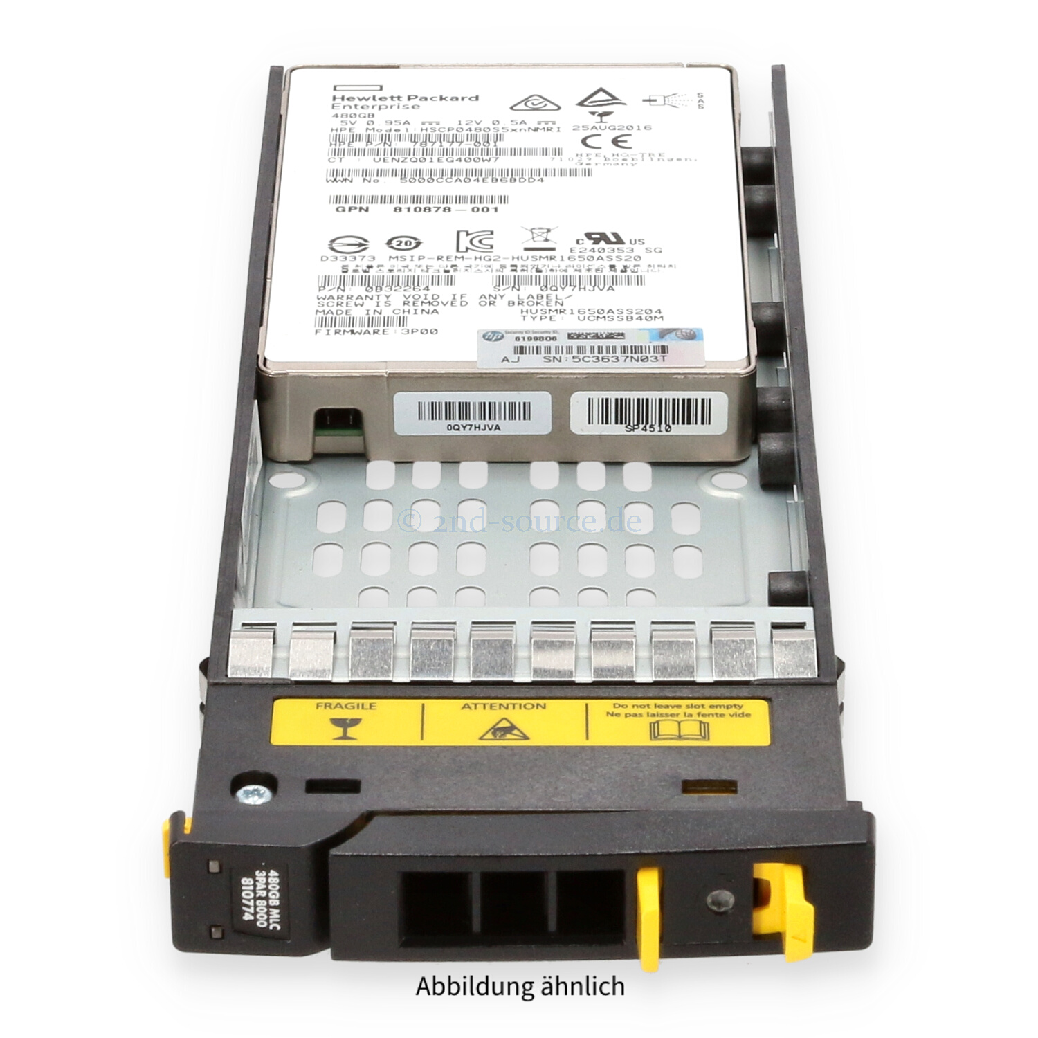 HPE 3PAR 480GB SAS 12G SFF HotPlug SSD K2Q95A 810774-001