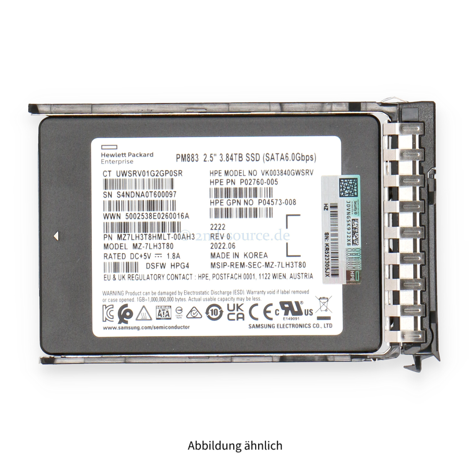 HPE 3.84TB SATA 6G SFF Read Intensive BC HotPlug SSD P44390-001